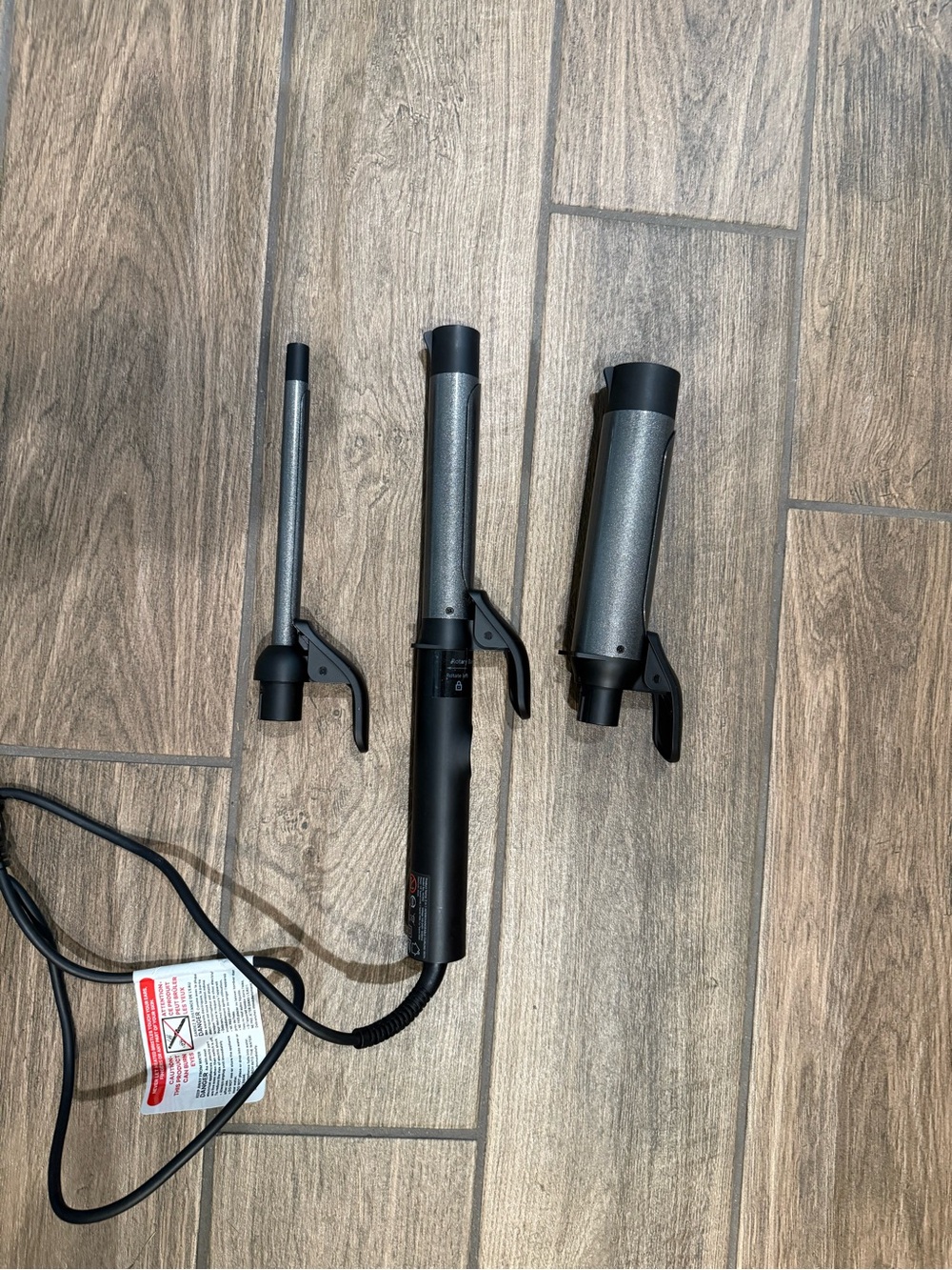 3-Piece Black and Silver Interchangeable Curling Wand Set